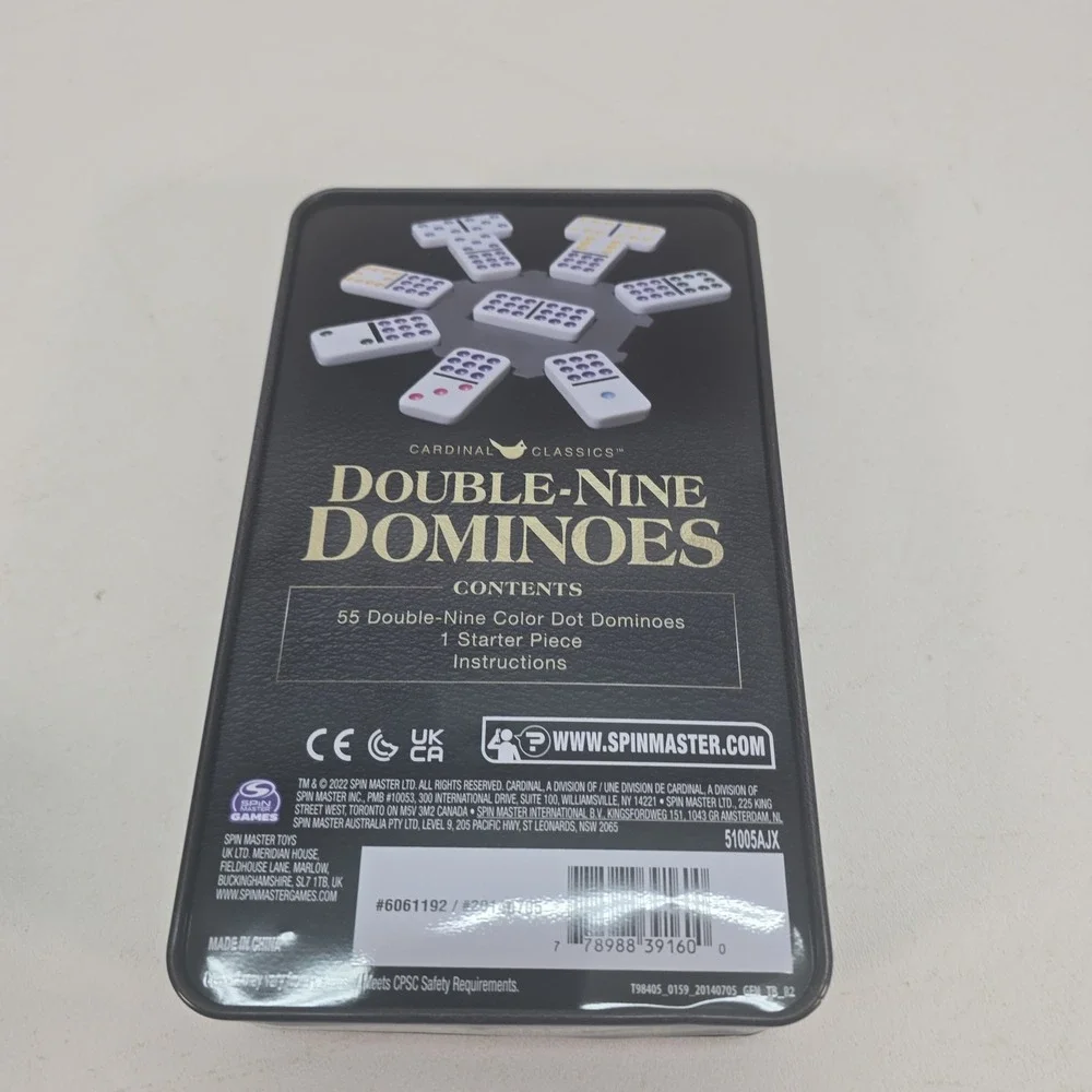 Games Cardinal Classics Double Nine Dominoes Set in Storage Tin Dominoes for Kid